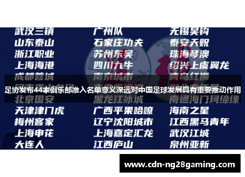 足协发布44家俱乐部准入名单意义深远对中国足球发展具有重要推动作用 足协发布44家俱乐部准入名单意义深远对中国足球发展具有重要推动作用